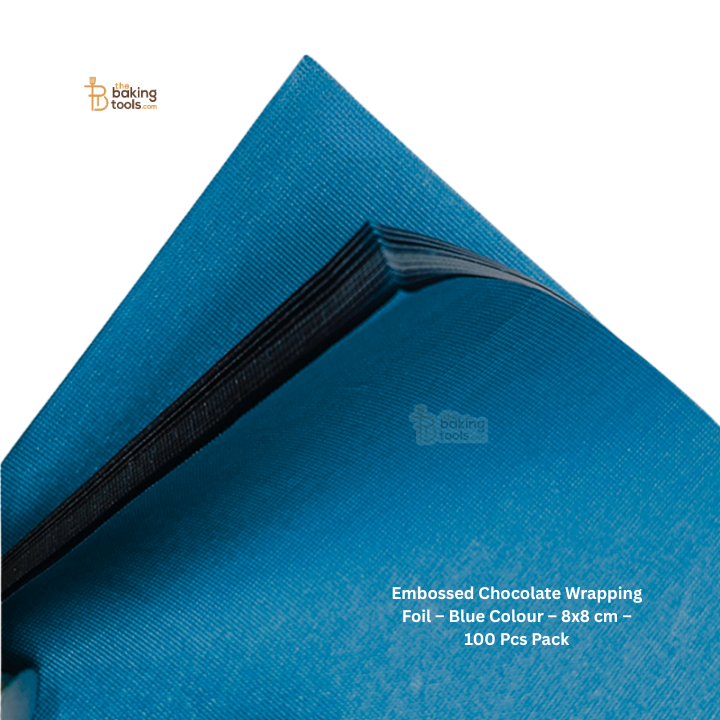 Embossed Chocolate Wrapping Foil – Blue Colour – 8x8 cm – 100 Pcs Pack