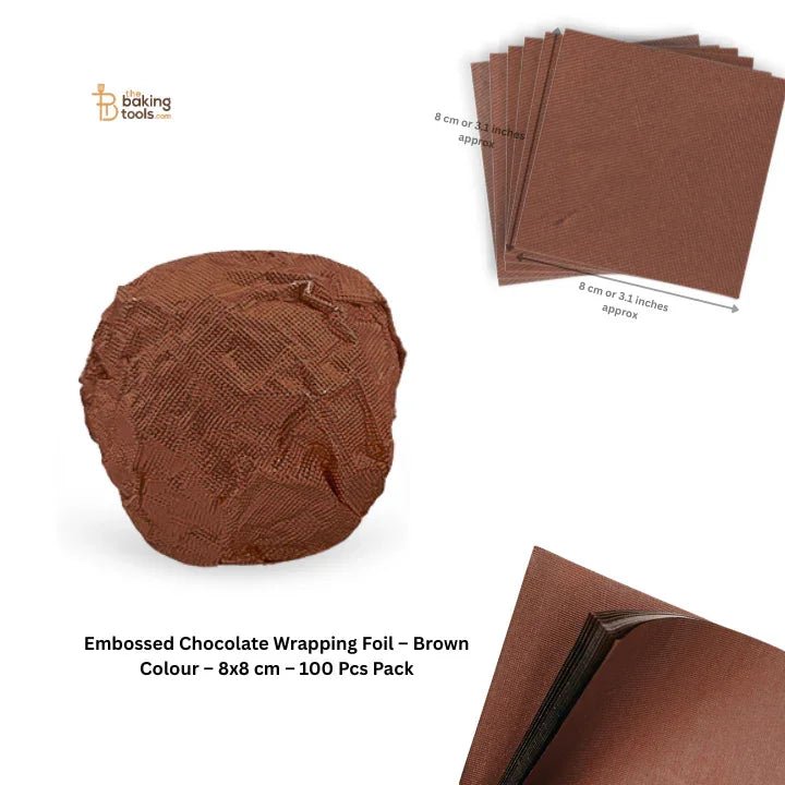 Embossed Chocolate Wrapping Foil – Brown Colour – 8x8 cm – 100 Pcs Pack