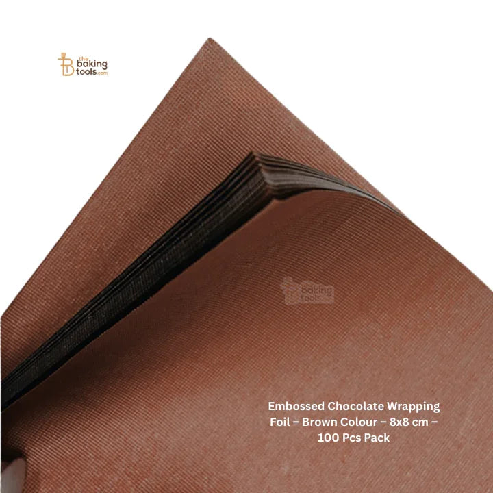 Embossed Chocolate Wrapping Foil – Brown Colour – 8x8 cm – 100 Pcs Pack
