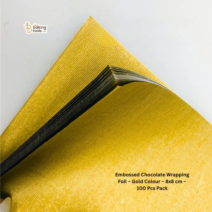 Embossed Chocolate Wrapping Foil – Gold Colour – 8x8 cm – 100 Pcs Pack