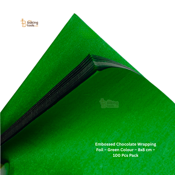 Embossed Chocolate Wrapping Foil – Green Colour – 8x8 cm – 100 Pcs Pack