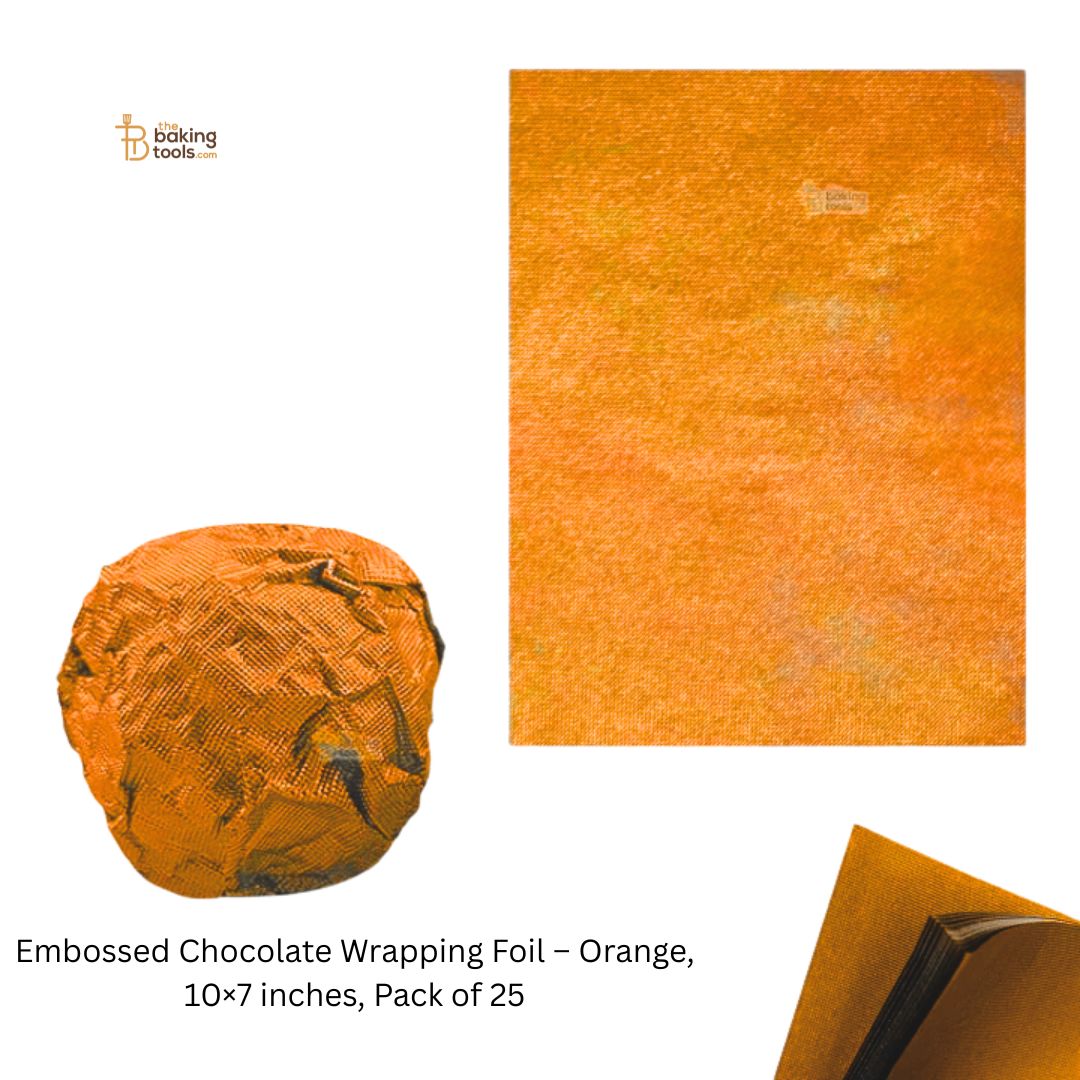 Embossed Chocolate Wrapping Foil – Orange, 10×7 inches, Pack of 25