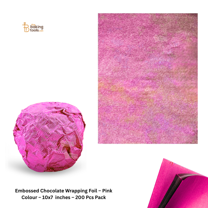 Embossed Chocolate Wrapping Foil –  Pink Colour – 10x7  inches – 200 Pcs Pack