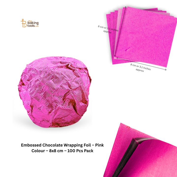 Embossed Chocolate Wrapping Foil – Pink Colour – 8x8 cm – 100 Pcs Pack