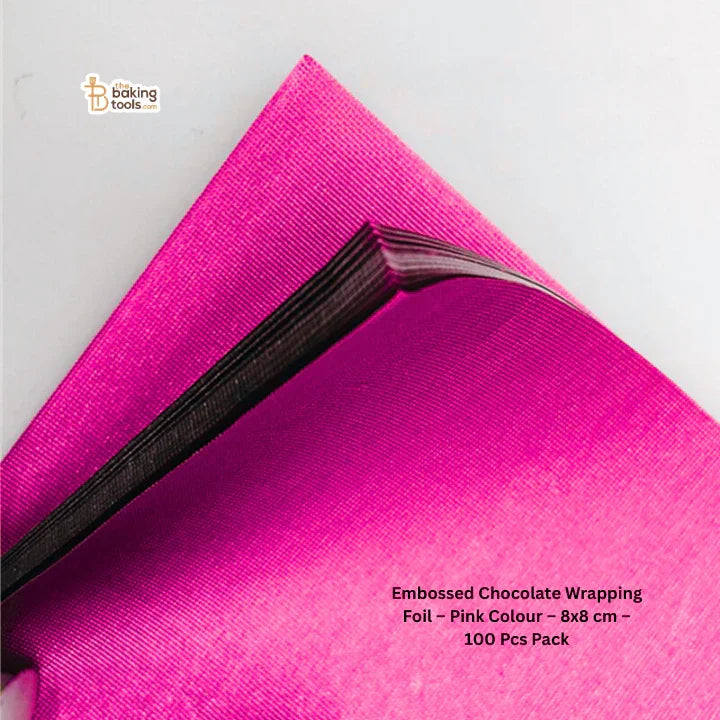 Embossed Chocolate Wrapping Foil – Pink Colour – 8x8 cm – 100 Pcs Pack