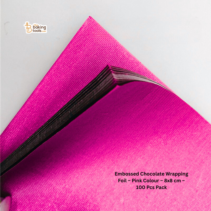 Embossed Chocolate Wrapping Foil – Pink Colour – 8x8 cm – 100 Pcs Pack