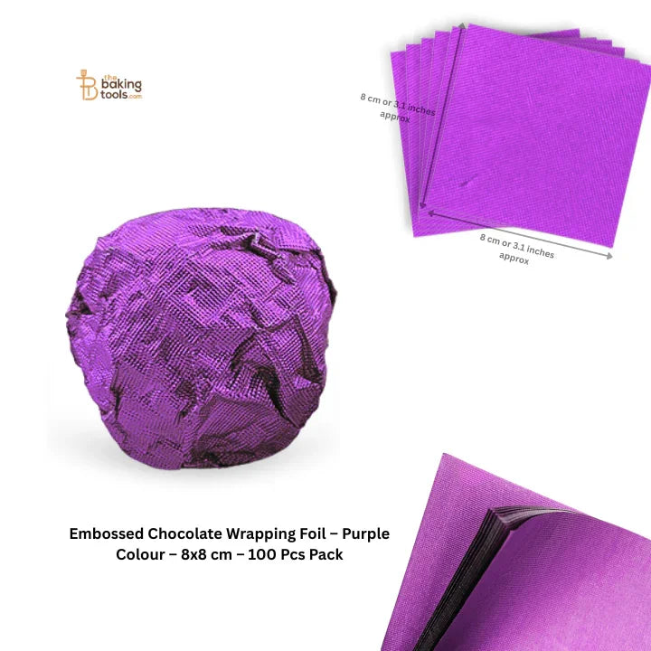 Embossed Chocolate Wrapping Foil – Purple Colour – 8x8 cm – 100 Pcs Pack