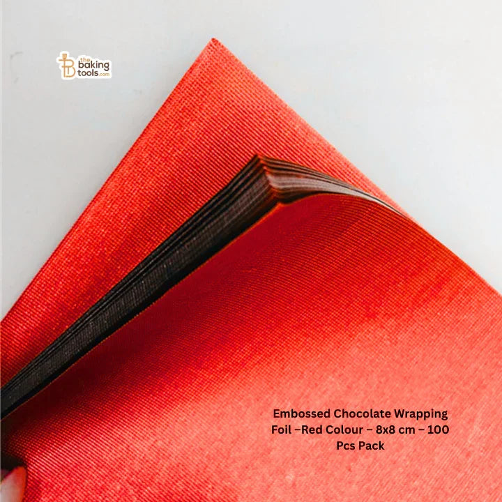 Embossed Chocolate Wrapping Foil – Red Colour – 8x8 cm – 100 Pcs Pack
