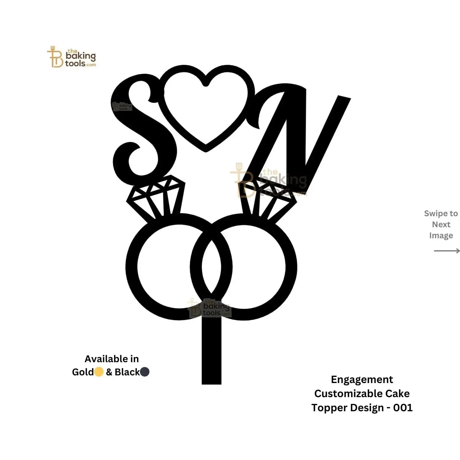 Engagement Ring Customizable Personalised Initial Cake Topper Design - 001 - (NO COD) - thebakingtools.com