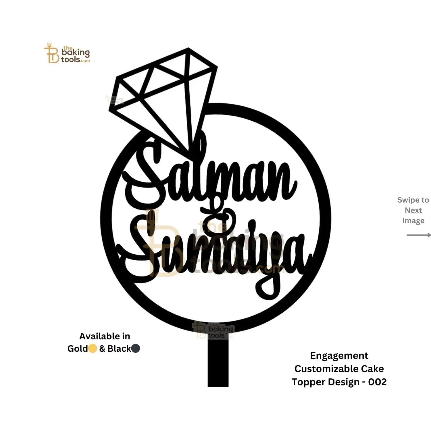 Engagement Ring Customizable Personalised Cake Topper Design - 002 - (NO COD) - thebakingtools.com