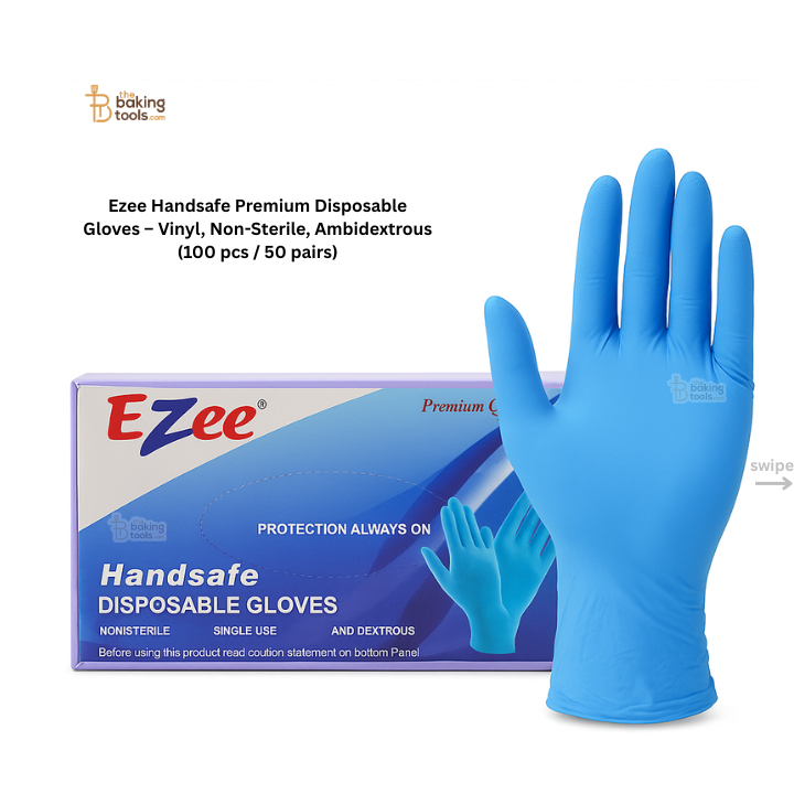 Ezee Handsafe Premium Disposable Gloves – Vinyl, Non-Sterile, Ambidextrous (100 pcs / 50 pairs)