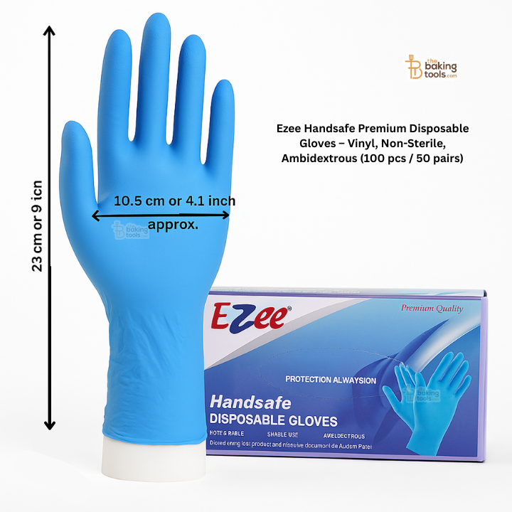 Ezee Handsafe Premium Disposable Gloves – Vinyl, Non-Sterile, Ambidextrous (100 pcs / 50 pairs)