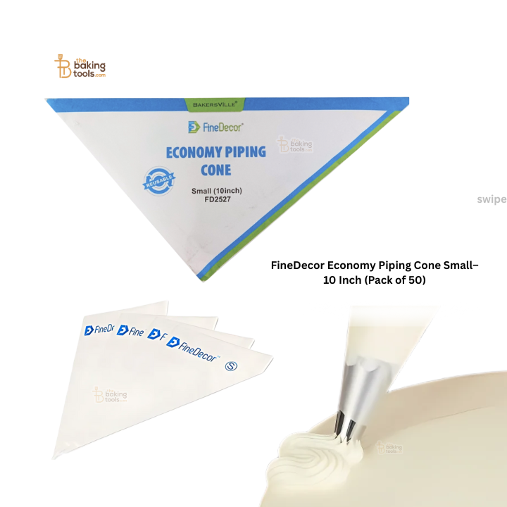 FineDecor Economy Piping Cone Small – 10 Inch (Pack of 50) FD2527 – Disposable Icing Bag for Cake Decorating, Royal Icing & More