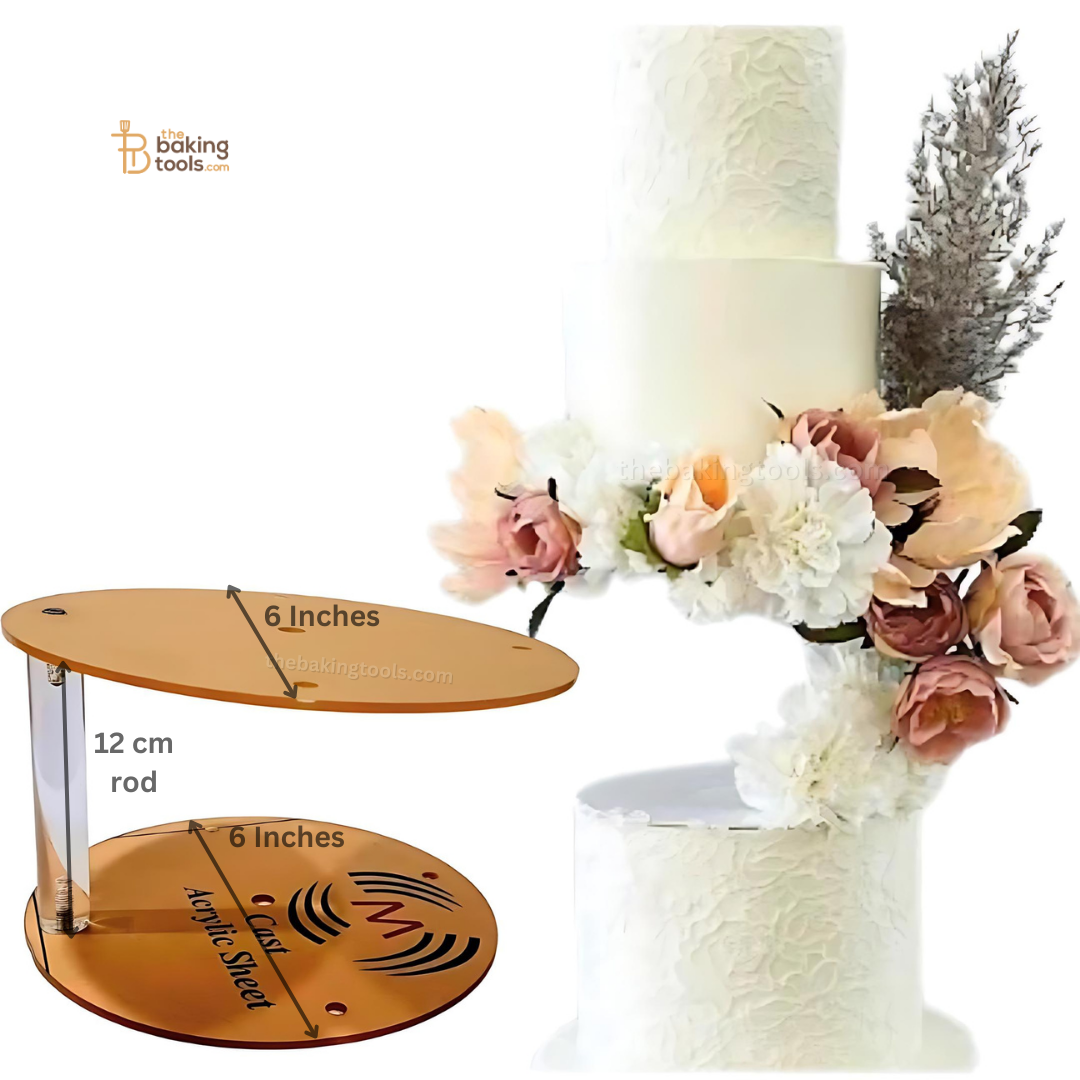 6 Inch Floating Cake Stand Base Acrylic Thick Rod Cake Tier Separator - thebakingtools.com