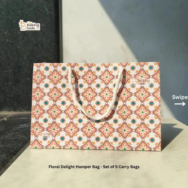 Floral Delight Hamper Bag - Set of 5 Carry Bags # 1644 В - thebakingtools.com