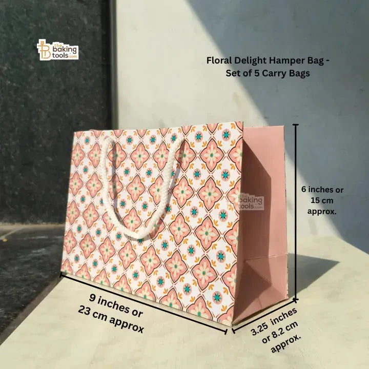 Floral Delight Hamper Bag - Set of 5 Carry Bags # 1644 В - thebakingtools.com