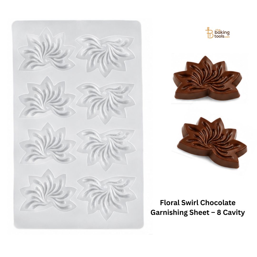 Floral Swirl Chocolate Garnishing Sheet – 8 Cavity
