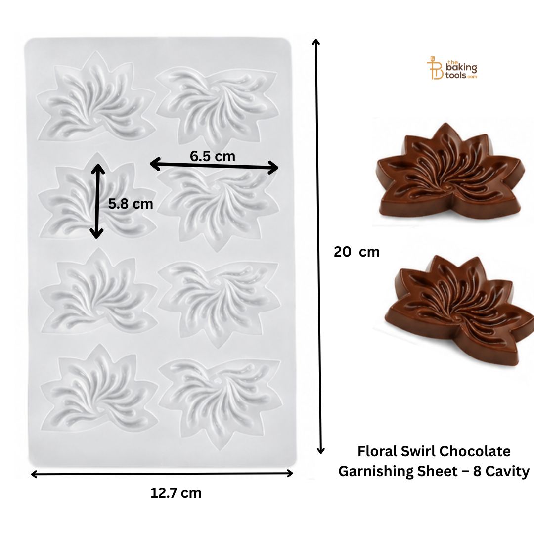 Floral Swirl Chocolate Garnishing Sheet – 8 Cavity
