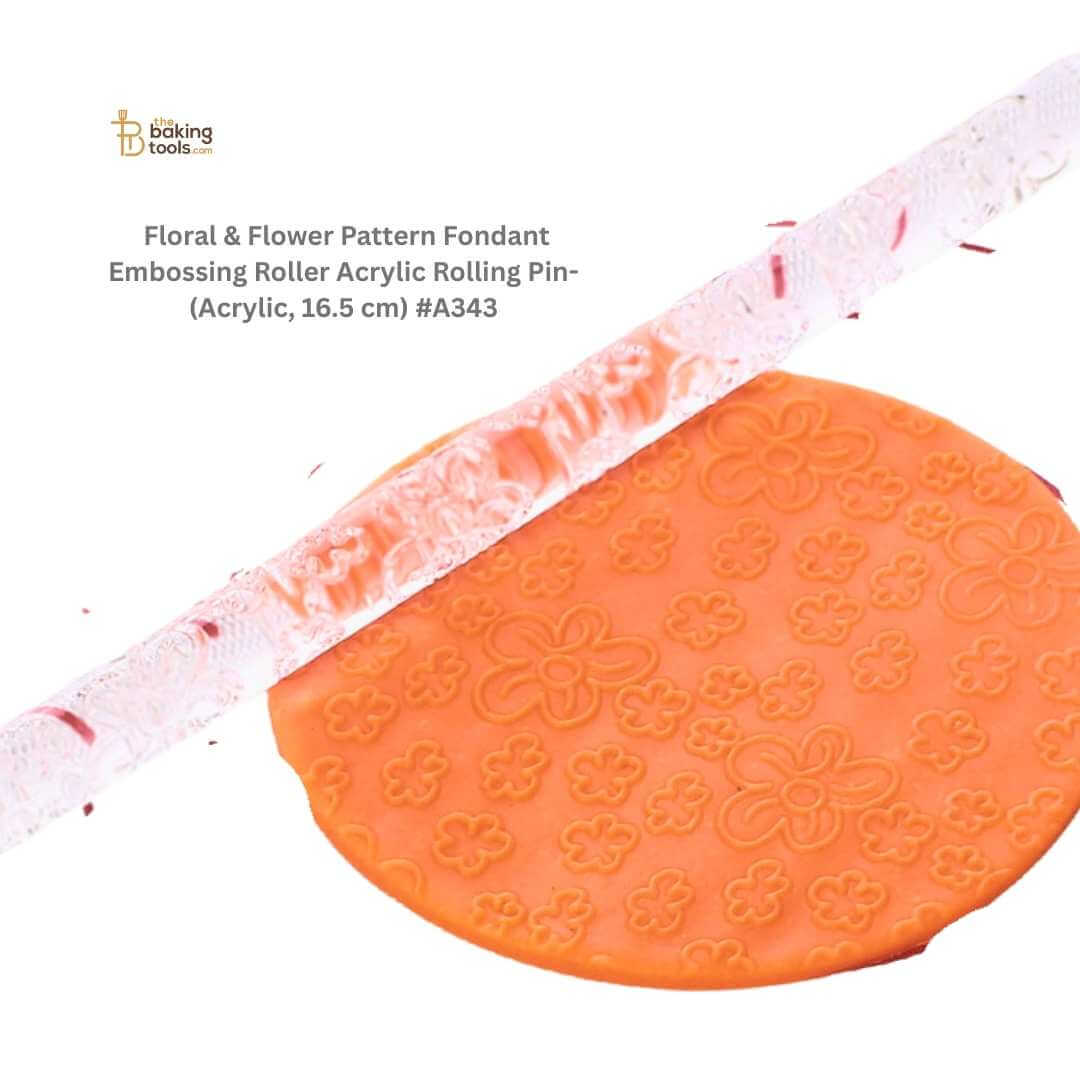  Floral & Flower Pattern Fondant Acrylic Rolling Pin (Acrylic, 16.5 cm) #A343