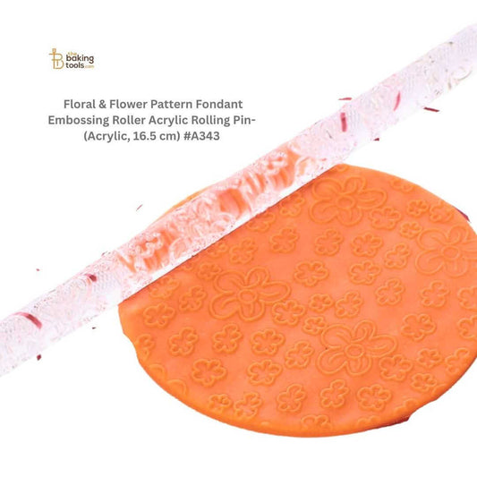  Floral & Flower Pattern Fondant Acrylic Rolling Pin (Acrylic, 16.5 cm) #A343