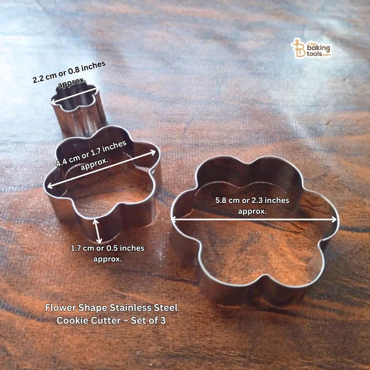Flower Shape Stainless Steel Cookie Cutter – Set of 3