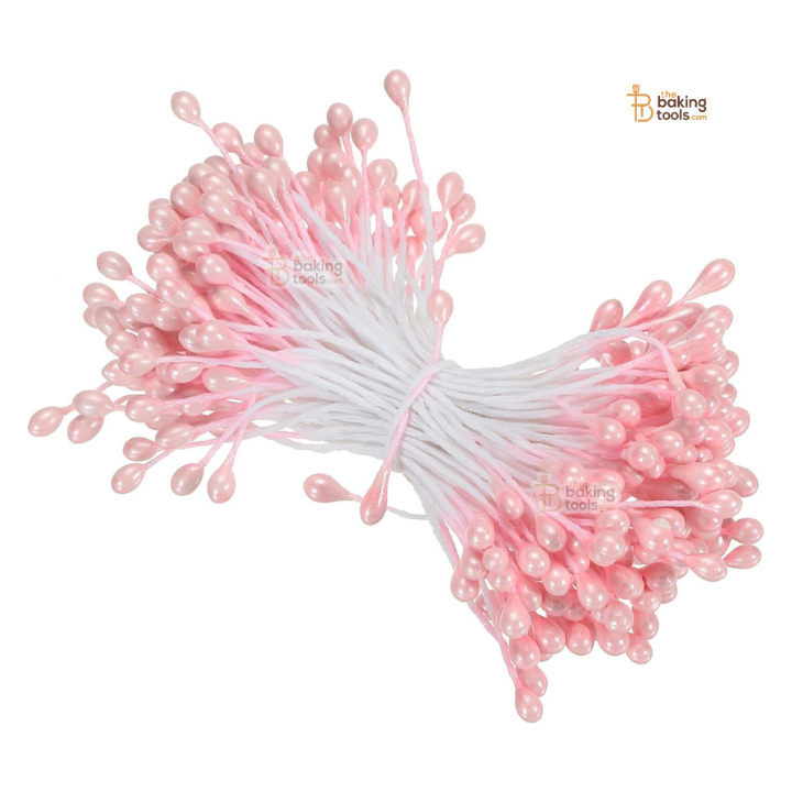 Pastel Pink/Baby Pink - 150 Pcs Double Headed Pearlized Artificial Flower Stamens Pollens – 5.5cm for Sugar Flowers, Cake Decoration & Craft Making