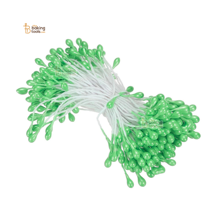 Mint Green - 150 Pcs Double Headed Pearlized Artificial Flower Stamens Pollens – 5.5cm for Sugar Flowers, Cake Decoration & Craft Making