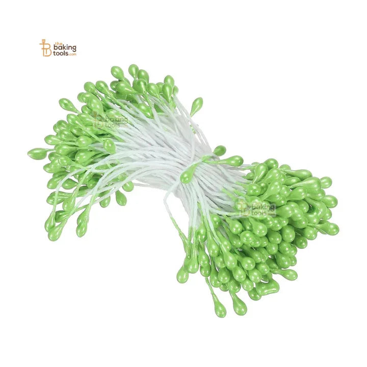 Pastel Pistachio Green - 150 Pcs Double Headed Pearlized Artificial Flower Stamens Pollens – 5.5cm for Sugar Flowers, Cake Decoration & Craft Making