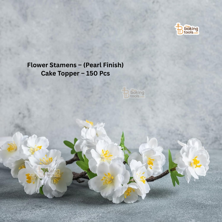 Dark Blue - 150 Pcs Double Headed Pearlized Artificial Flower Stamens Pollens – 5.5cm for Sugar Flowers, Cake Decoration & Craft Making