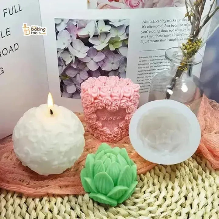 Flower Shape Silicone Candle Mould (PTS 340) - thebakingtools.com