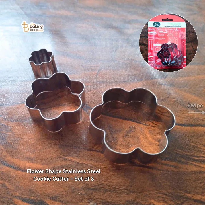 Flower Shape Stainless Steel Cookie Cutter – Set of 3