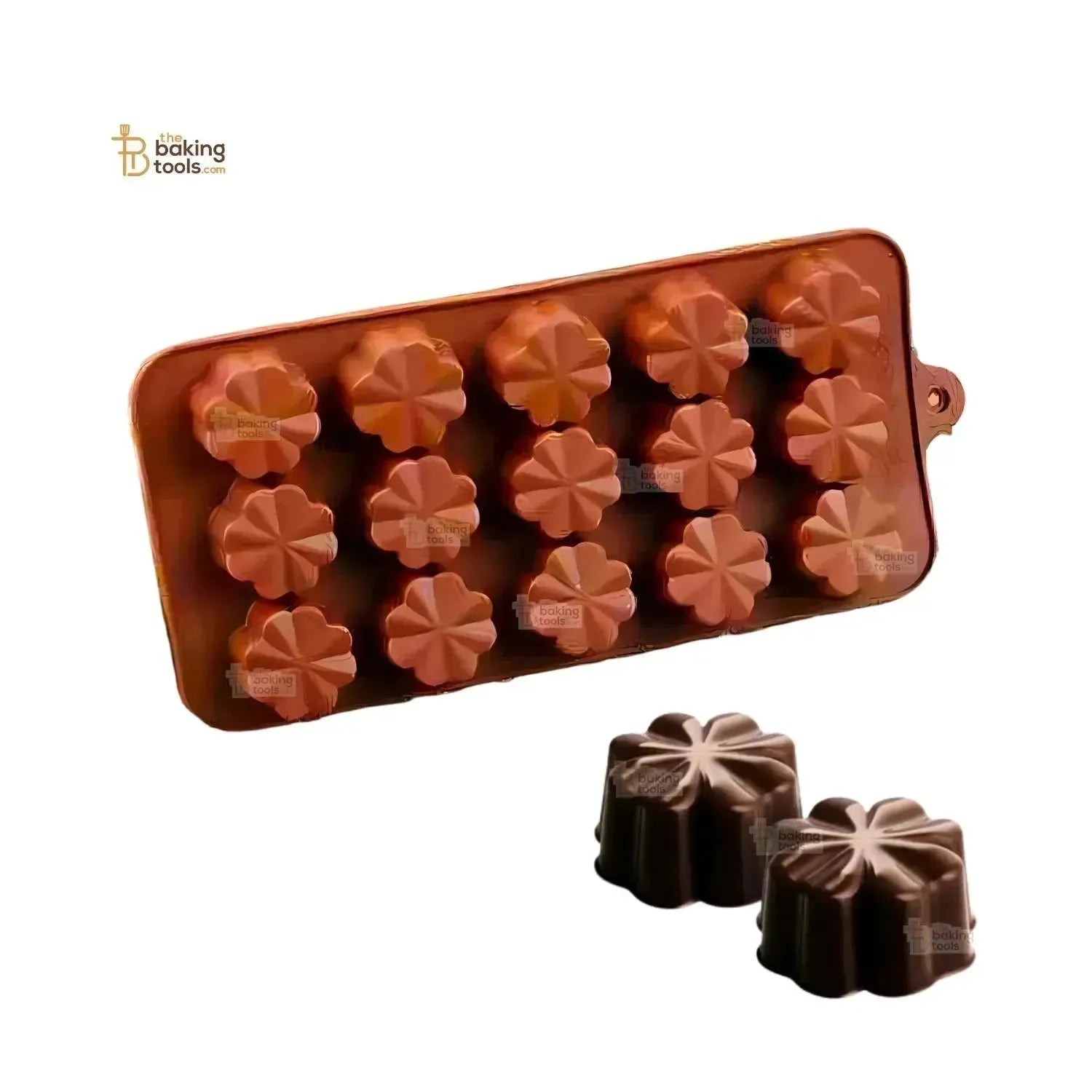 15 Cavity Flower - Shaped Silicon Chocolate Mould - thebakingtools.com