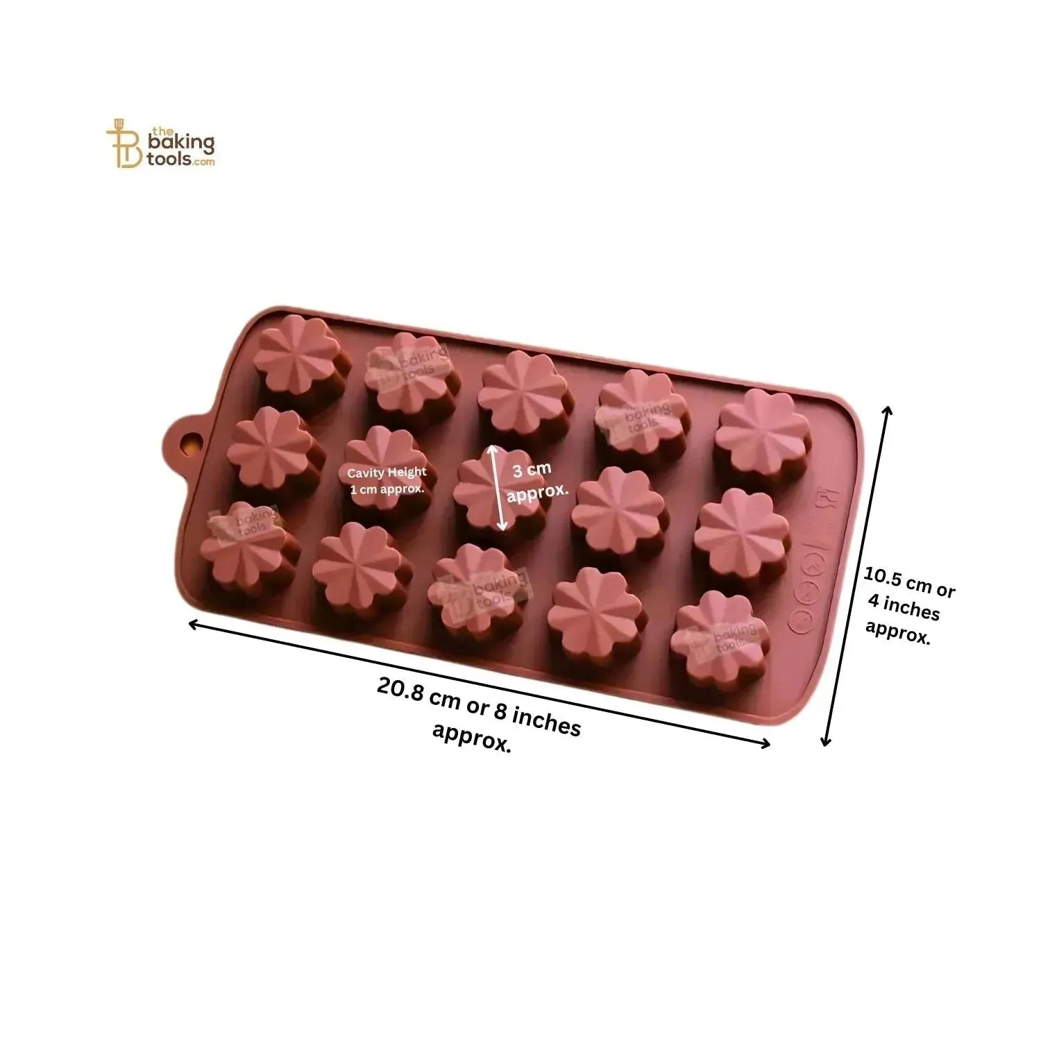 15 Cavity Flower - Shaped Silicon Chocolate Mould - thebakingtools.com