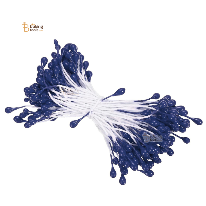 Dark Blue - 150 Pcs Double Headed Pearlized Artificial Flower Stamens Pollens – 5.5cm for Sugar Flowers, Cake Decoration & Craft Making