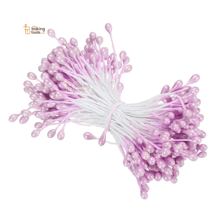 Lavender - 150 Pcs Double Headed Pearlized Artificial Flower Stamens Pollens – 5.5cm for Sugar Flowers, Cake Decoration & Craft Making