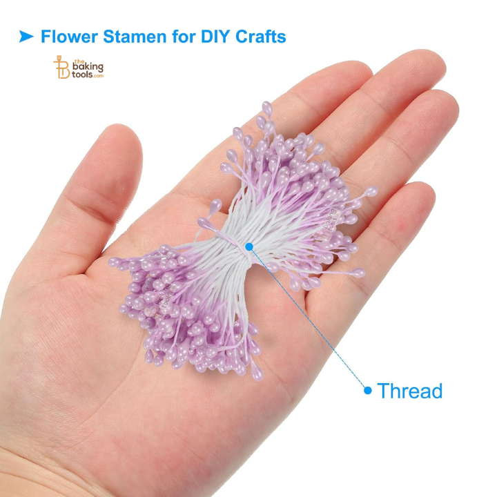 Lavender - 150 Pcs Double Headed Pearlized Artificial Flower Stamens Pollens – 5.5cm for Sugar Flowers, Cake Decoration & Craft Making