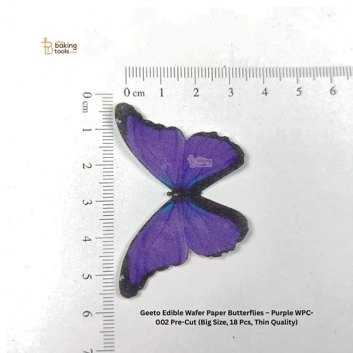 Geeto Edible Wafer Paper Butterflies – Purple WPC-002 Pre-Cut  (Big Size, 18 Pcs, Thin)