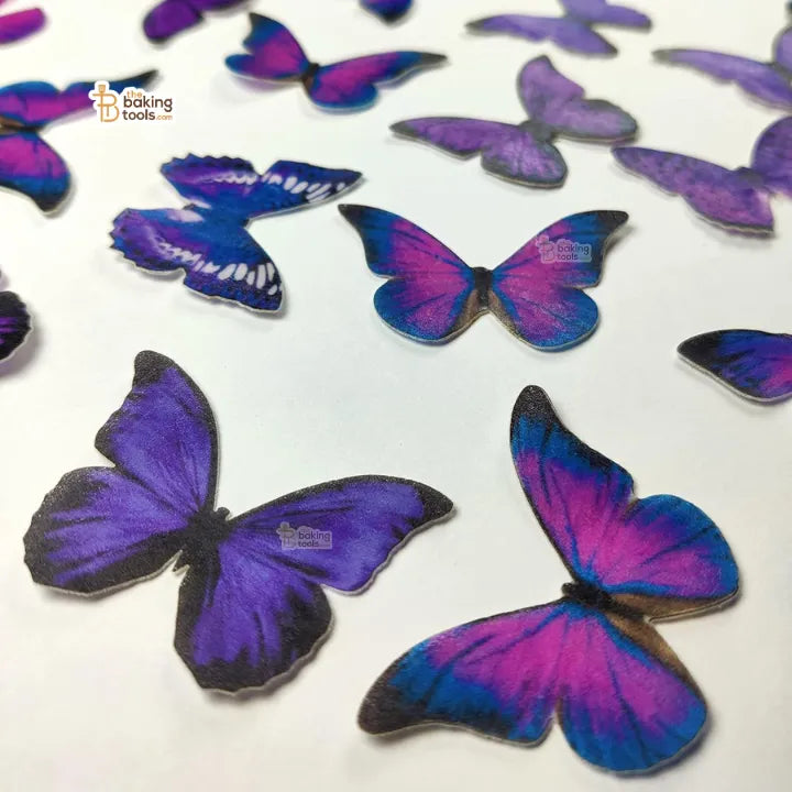 Geeto Edible Wafer Paper Butterflies – Purple WPC-002 Pre-Cut  (Big Size, 18 Pcs, Thin)