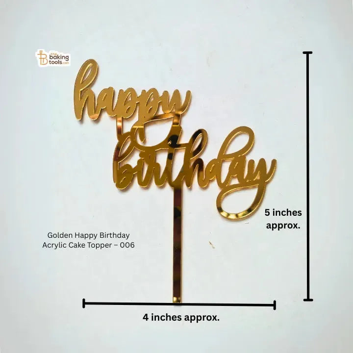 Golden Happy Birthday Acrylic Cake Topper – 006