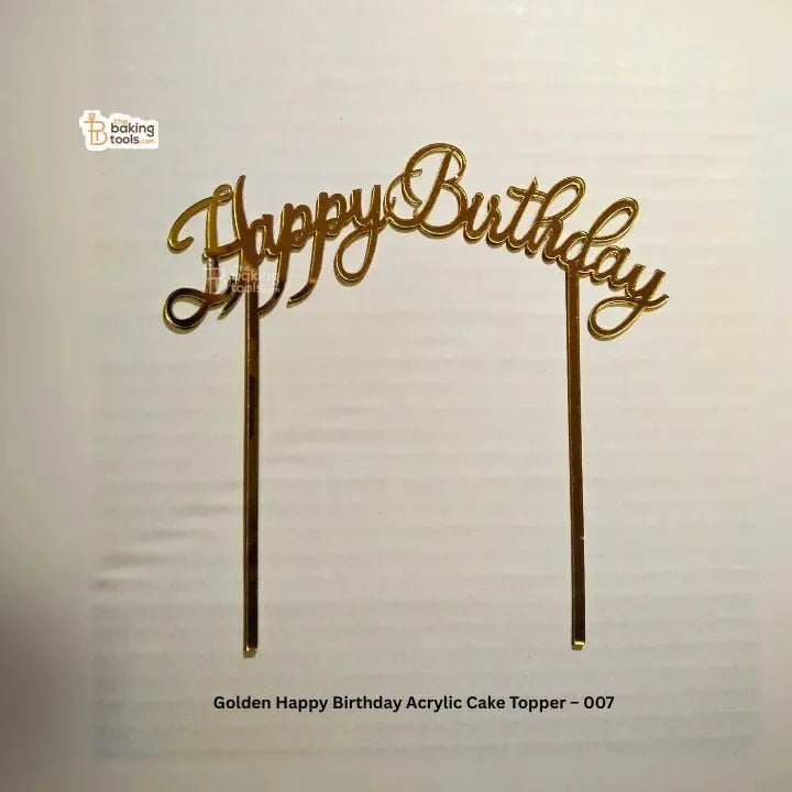 Golden Happy Birthday Acrylic Cake Topper – 007