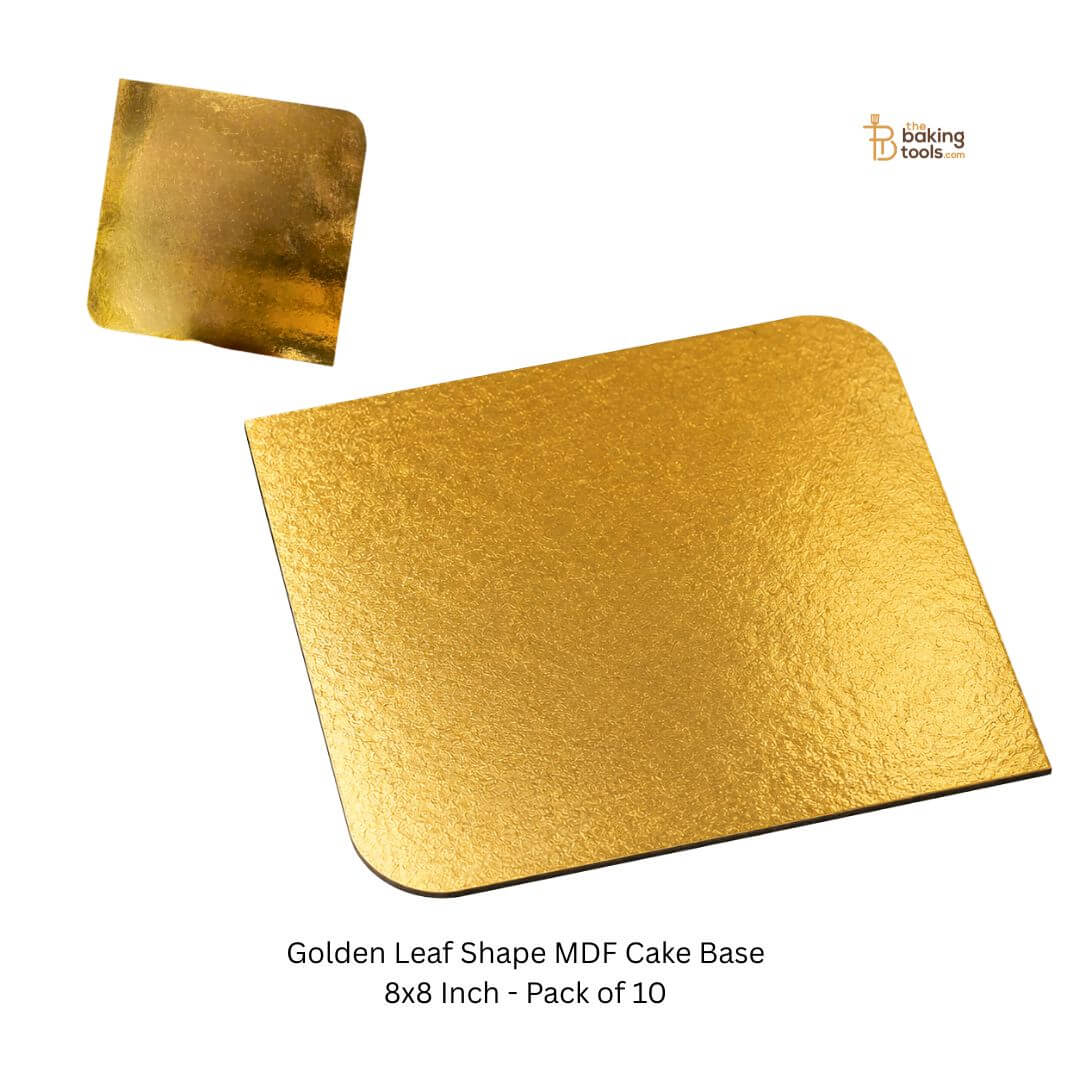 Golden Leaf Shape MDF Cake Base 8x8 Inch - Pack of 10