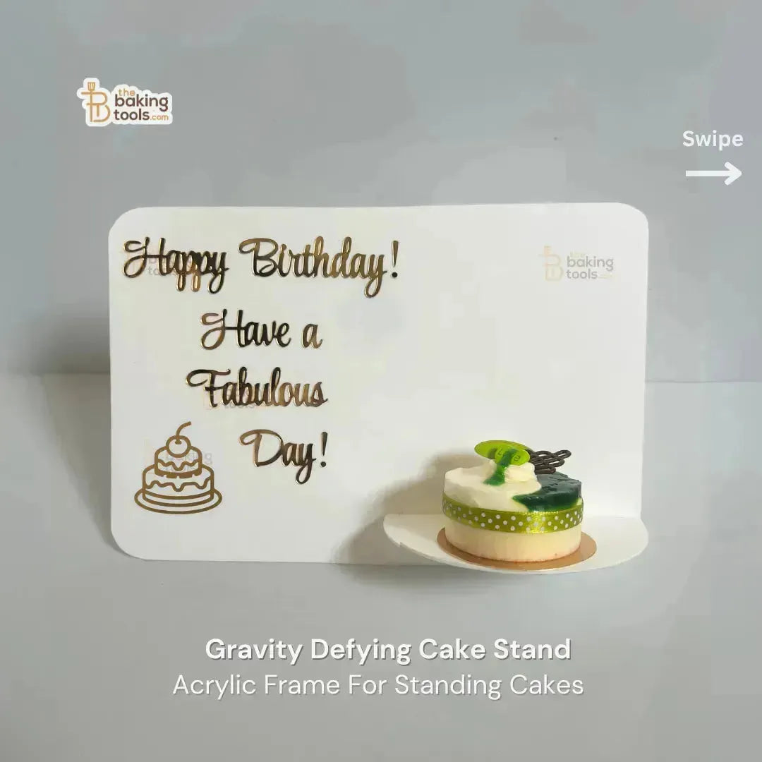 Gravity Defying Cake Stand | Trending Frame Cake Stand for Half Cake Trend - thebakingtools.com