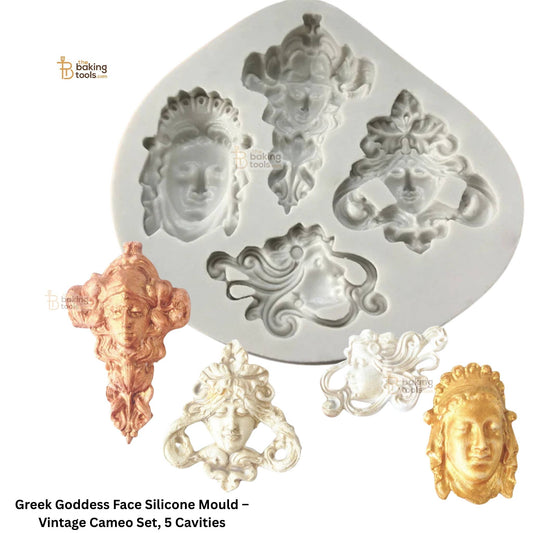 Greek Goddess Face Silicone Mould – Vintage Cameo Set, 5 Cavities