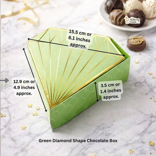 Diamond Shape Chocolate Box – Premium Mithai & Dessert Packaging Box with Lid With dimensions