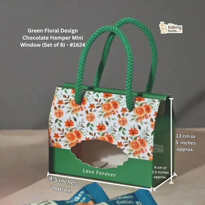 Green Floral Design Chocolate Hamper Mini Window (Set of 8) #1624 - thebakingtools.com