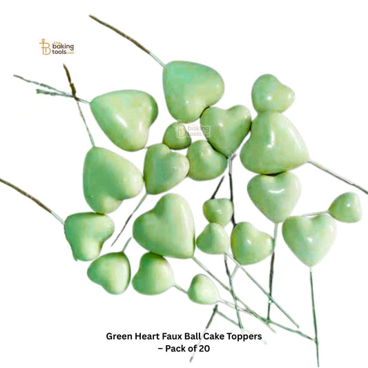 Green Heart Faux Ball Cake Toppers – 20PC