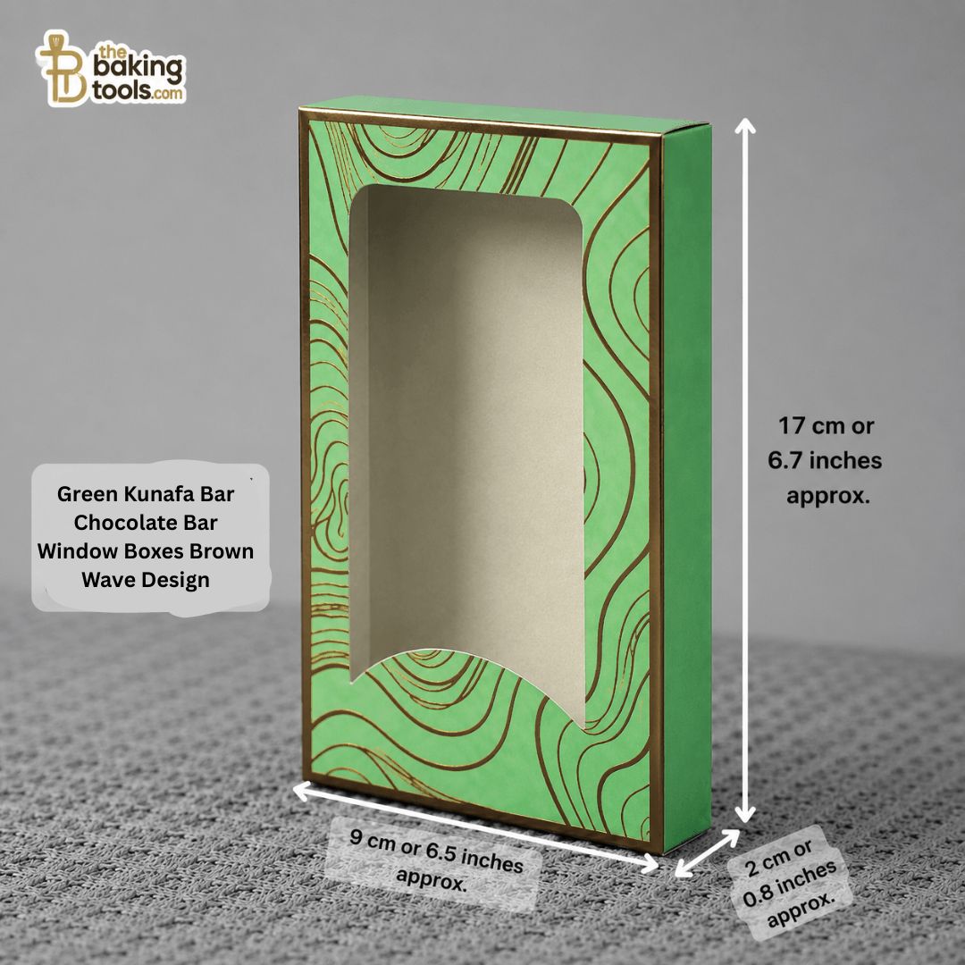 Green Kunafa Bar / Chocolate Bar Window Box – Brown Wave Design (10 Pc)