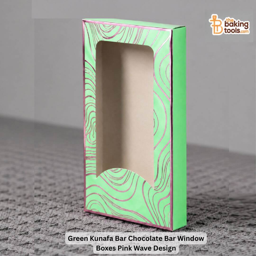 Green Kunafa Bar / Chocolate Bar Window Box – Pink Wave Design (10 Pc)