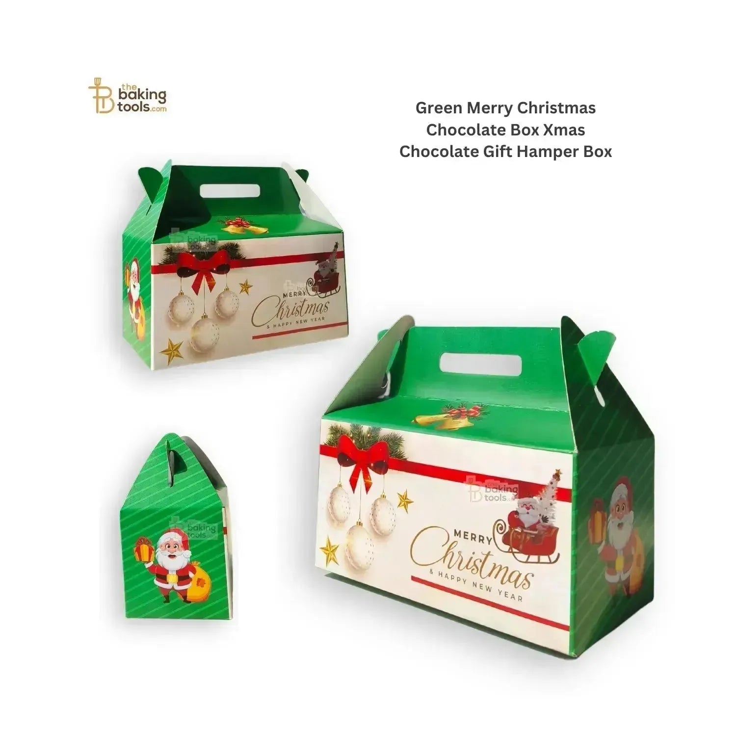 Green Merry Christmas Chocolate Box Xmas Chocolate Gift Hamper Box - Pack of 10 Pcs - thebakingtools.com