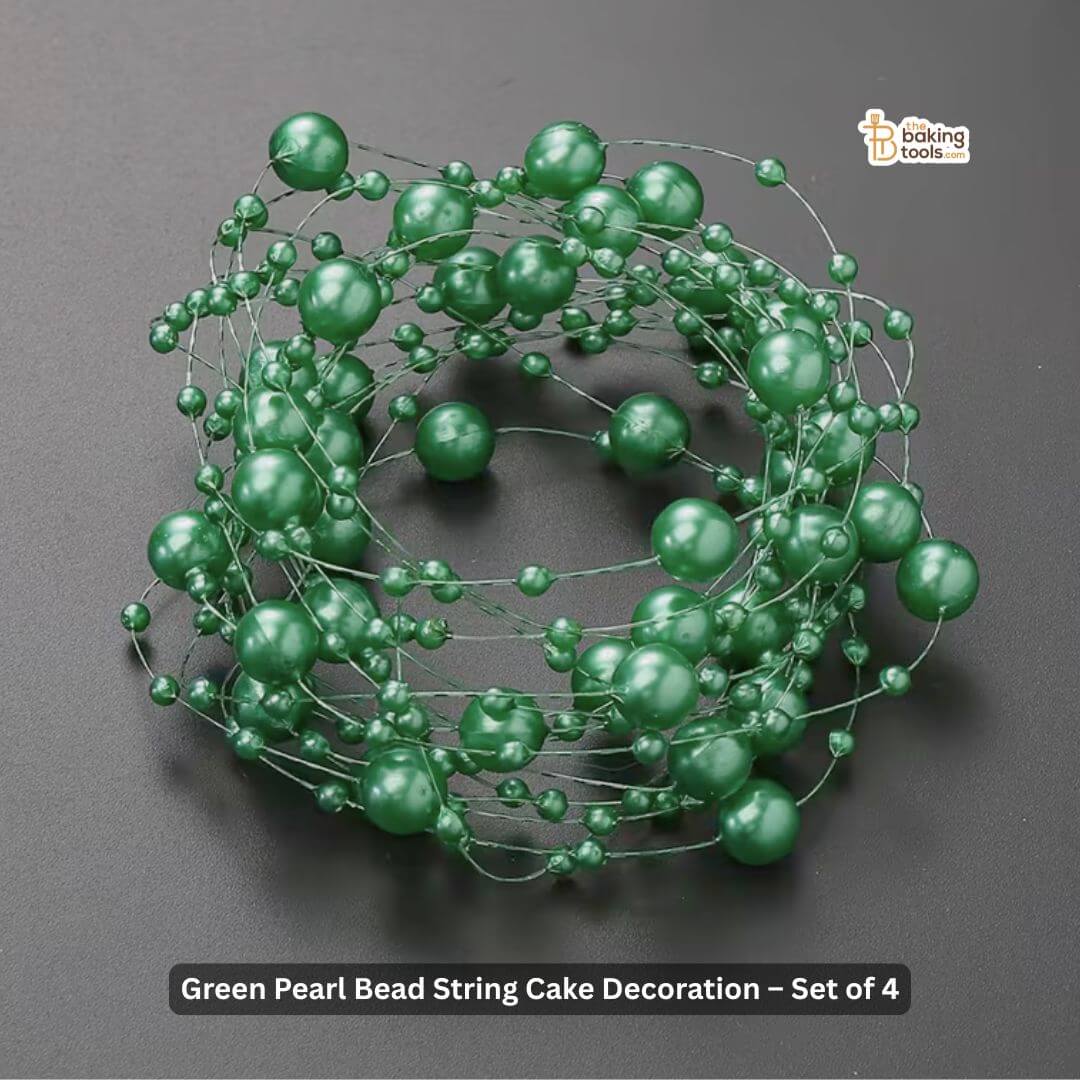 Green Pearl Bead String Cake Decoration – Set of 4